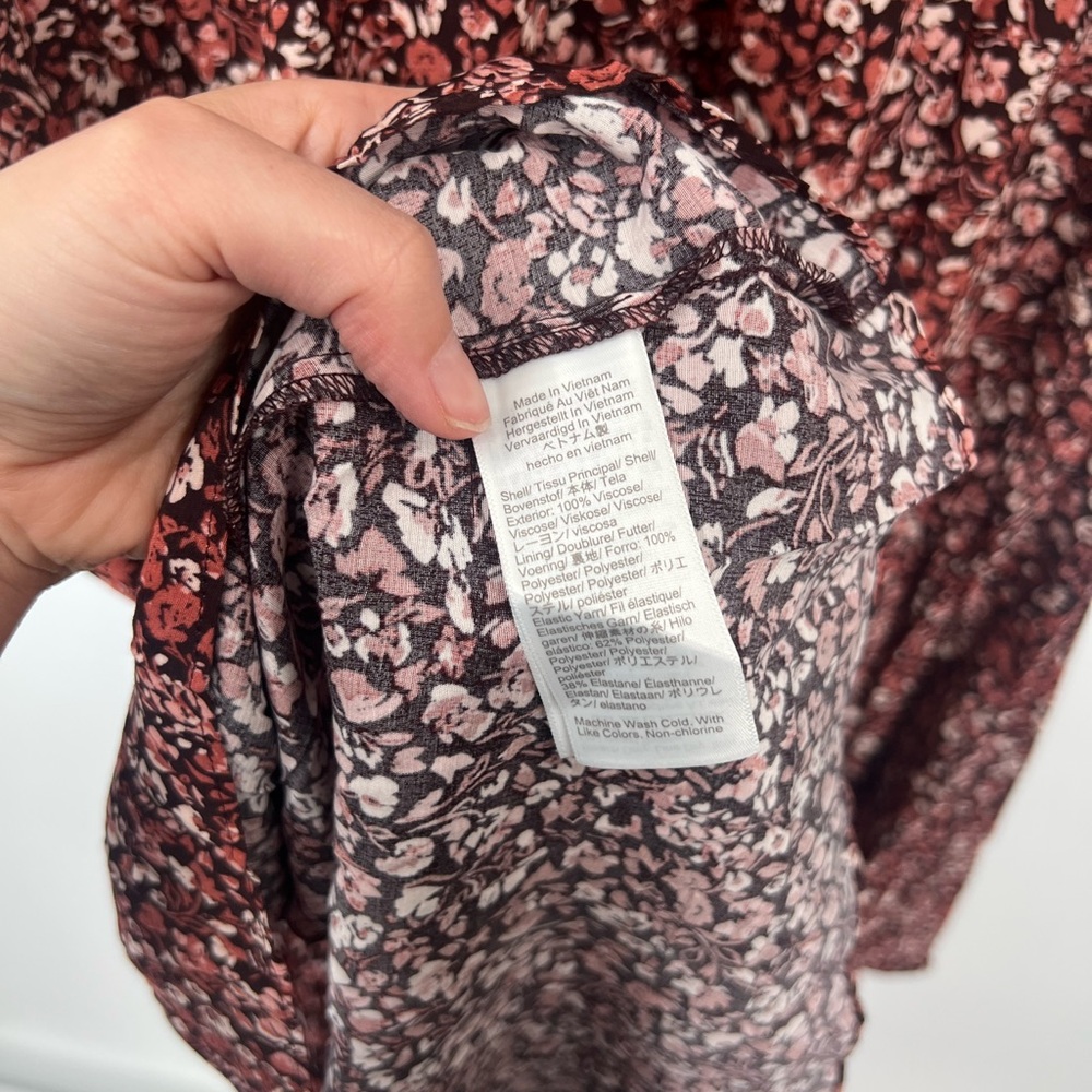 Madewell Zip-Front Flutter-Sleeve Midi Dress Floral Daphne Floral Raisin Blush - Picture 8 of 9